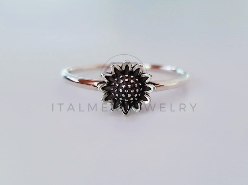 Anillo de Dama - 105049 - Anillo de Flor Girasol - Plata .925