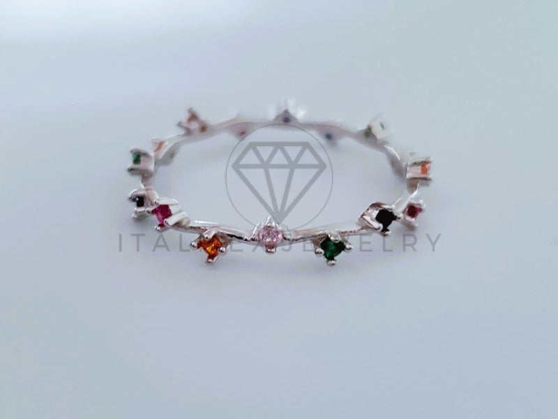 Anillo de Dama - 104709 - Anillo Ramita Circonia de Colores Plata .925