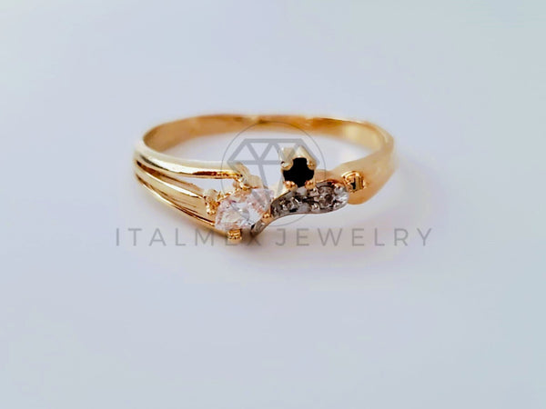 Anillo de Lujo - 104928 - Diseño Chispitas Circonia Negra Oro Laminado 18K