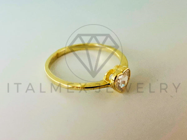 Anillo de Plata - 105419 - Anillo Corazon Dorado Circonia Clara Plata .925