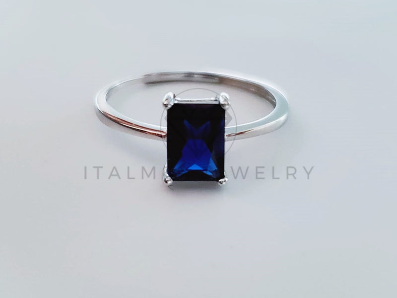 Anillo de Dama - 104732 - Anillo Solitario Circonia Princesa Azul Plata .925