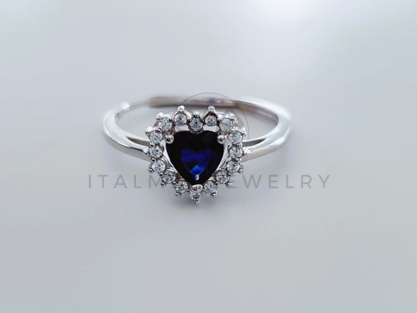 Anillo de Dama - 104744 - Anillo Corazon Biselado Circonia Azul Plata .925