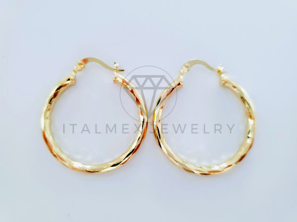 Arracada de Lujo - 104882 - Arracada de Tubo Diamantada Dorada 30mm Oro Laminado 18K