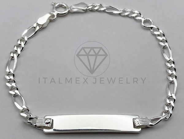 Esclava de Lujo - Esclava Figaro Placa Lisa 4mm Plata .925