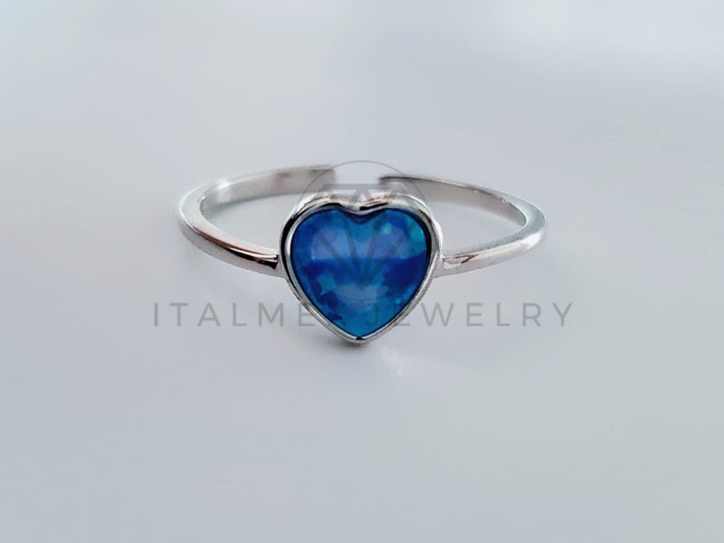 Anillo de Dama - 104750 - Anillo Corazon Esmalte Azul Plata .925