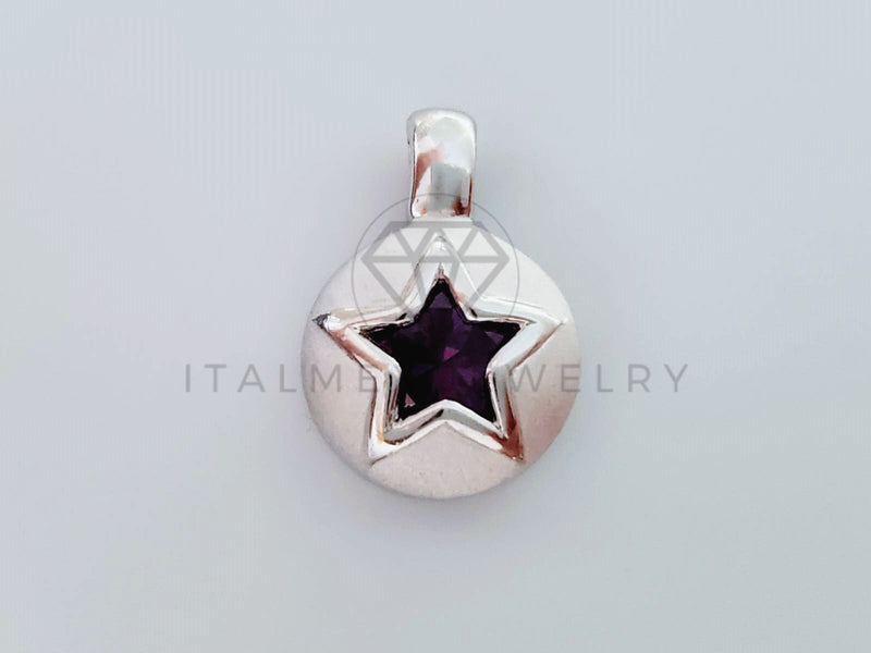 Dije No Religioso - 105157 - Dije Estrella Circonia Morada Plata .925