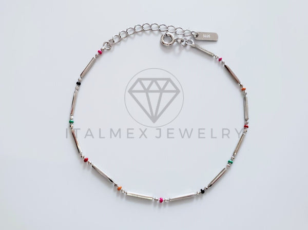 Pulsera de Lujo - 104775 - Diseño Punto y Barra Colores Plata Fina .925