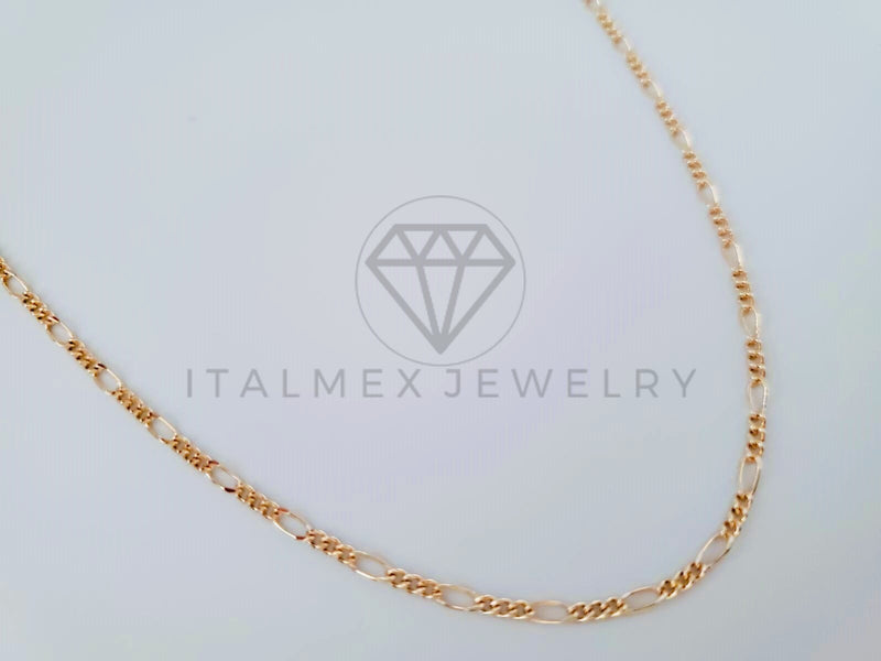 Cadena Clásica - 104949 - Estilo Figaro Diamantada 3mm/18" Dorada Oro Laminado 18K