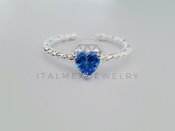 Anillo de Dama - 104743 - Anillo Corazon Circonia Azul Cielo Plata .925