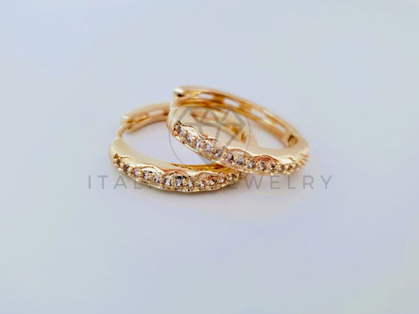 Arete de Lujo - 104891 - Aracada con Circonia Clara Oro Laminado 18K