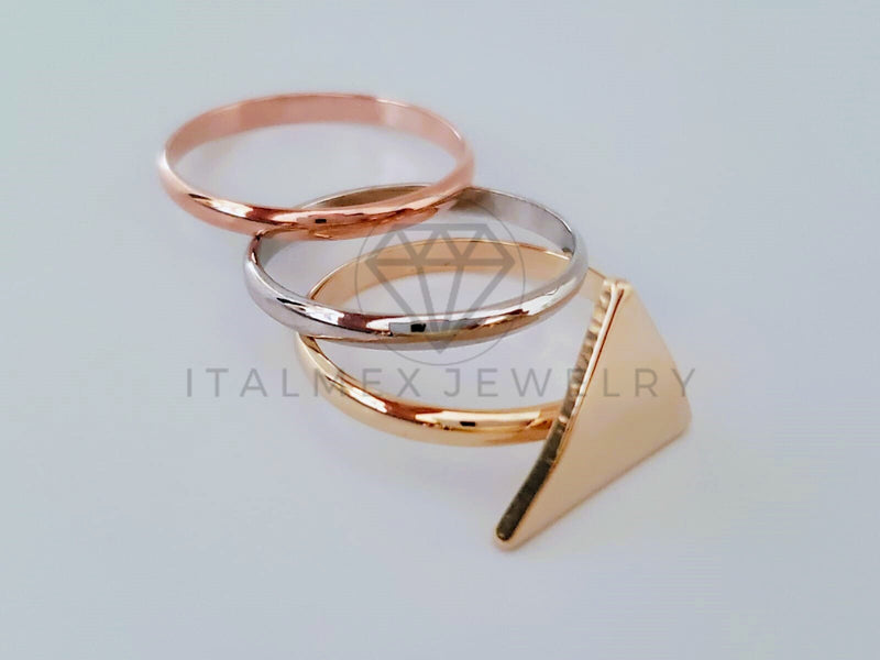 Anillo de Lujo - 104927 - Anillo Triangulo Semanario Oro Laminado 18K
