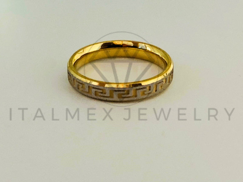 Anillo de Lujo - 105444 - Argolla Grecas Bitono 3mm Oro Laminado 18K