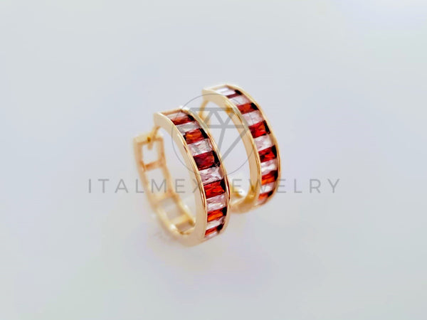Arete de Lujo - 104893 - Aracada Baguette con Circonia Tinta Oro Laminado 18K