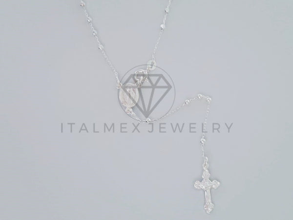 Rosario de Lujo - 105084 - Estilo Clásico con Medalla Virgen Bola Diamantada Plata .925