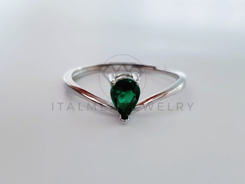 Anillo de Dama - 104737 - Anillo Solitario Circonia Gota Verde Plata .925