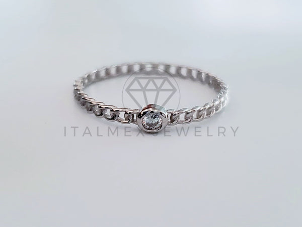 Anillo de Dama - 104745 - Anillo Solitario Cadena Circonia Clara Plata .925