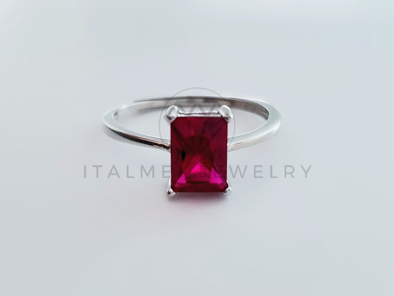 Anillo de Dama - 104731 - Anillo Solitario Circonia Princesa Roja Plata .925