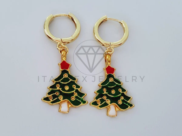 Arete de Lujo - 105009 - Diseño Pino Navideño Oro Laminado 18K