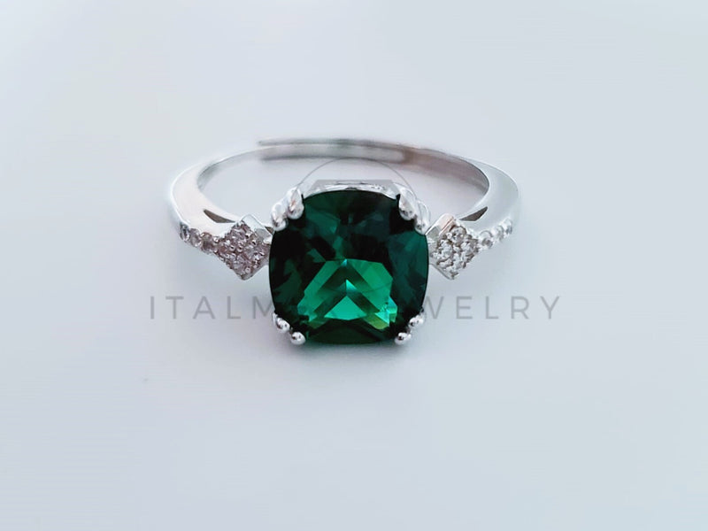 Anillo de Dama - 104738 - Anillo Circonia Cuadrada Verde 8mm Plata .925