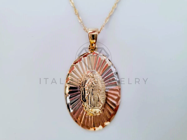 Collar Elegante - 104909 - Collar Medalla Virgen Guadalupe Florentina Oro Laminado 18K