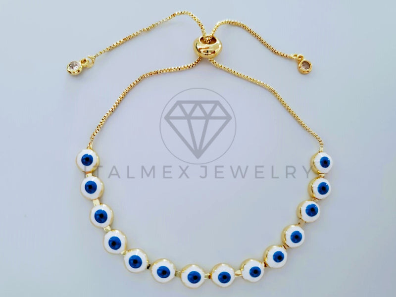 Pulsera de Lujo - 104847 - Diseño Ajustable Ojo Turco Oro Laminado 18K