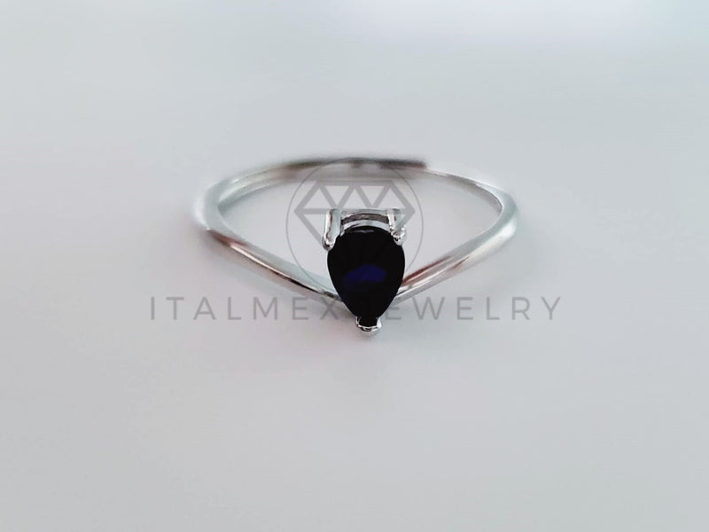 Anillo de Dama - 104733 - Anillo Solitario Circonia Gota Azul Plata .925