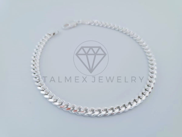 Pulsera de Lujo - 104825 - Diseño Cubana Miami 4mm/8" Plata Fina .925