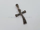 Dije Religioso - 105192 - Dije Cruz Onix Negra Plata .925
