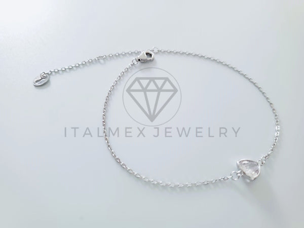 Pulsera de Lujo - 104770 - Diseño Corazon Circonia Clara Plata Fina .925