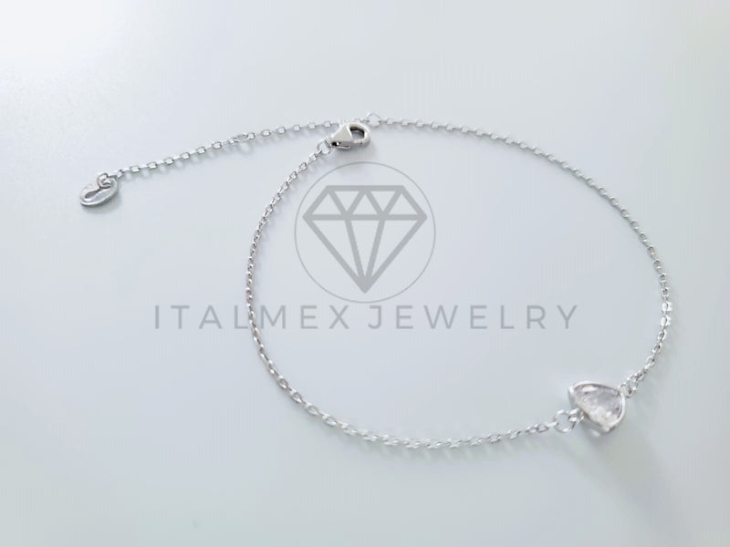 Pulsera de Lujo - 104770 - Diseño Corazon Circonia Clara Plata Fina .925