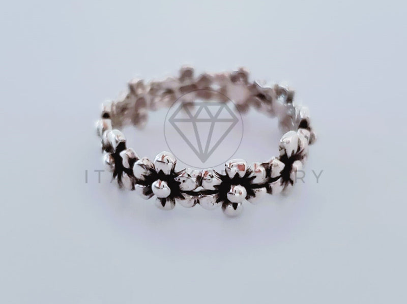 Anillo de Dama - 105052 - Argolla Diseño de Flores - Plata .925