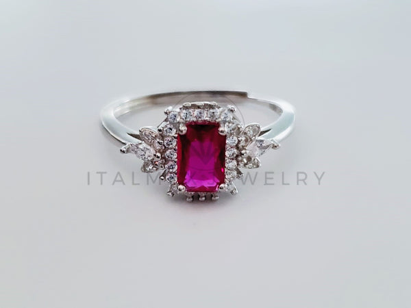 Anillo de Dama - 104742 - Anillo Circonia Princesa Roja Plata .925