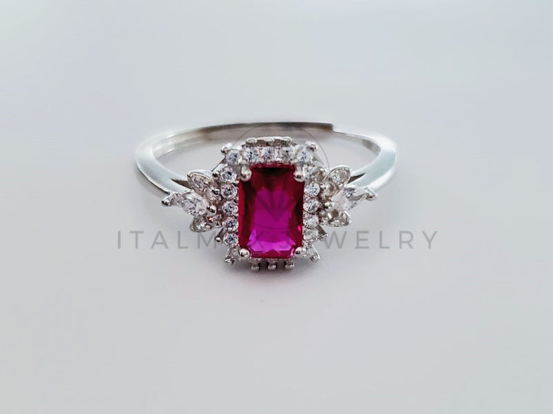 Anillo de Dama - 104742 - Anillo Circonia Princesa Roja Plata .925