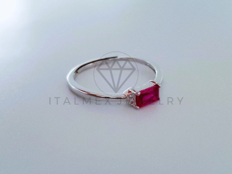 Anillo de Dama - 104713 - Anillo Rectangular Circonia Rosa Plata .925