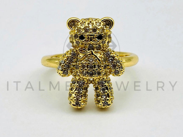 Anillo de Dama - 105577 - Anillo Osito de Peluche Circonia Clara Oro Laminado 18K