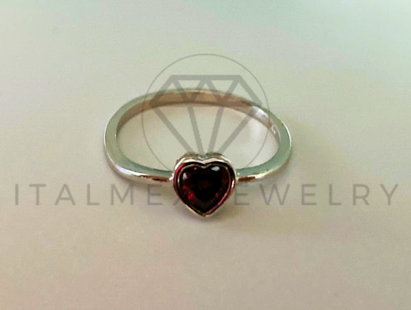 Anillo de Plata - 105420 - Anillo Corazon Circonia Roja Plata .925