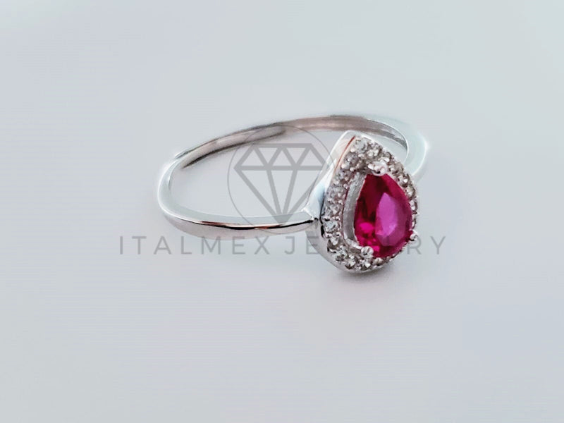 Anillo de Dama - 104735 - Anillo Gota Circonia Roja Plata .925