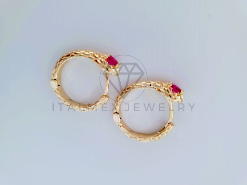 Arete de Lujo - 104884 - Arracada Serpiente Circonia Rosa Oro Laminado 18K