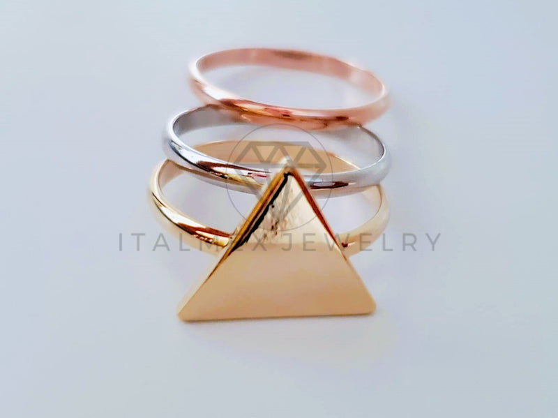 Anillo de Lujo - 104927 - Anillo Triangulo Semanario Oro Laminado 18K