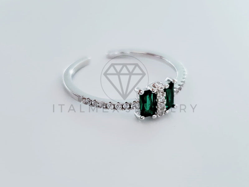 Anillo de Dama - 104749 - Anillo Circonia Princesa y Chispas Verde Plata .925