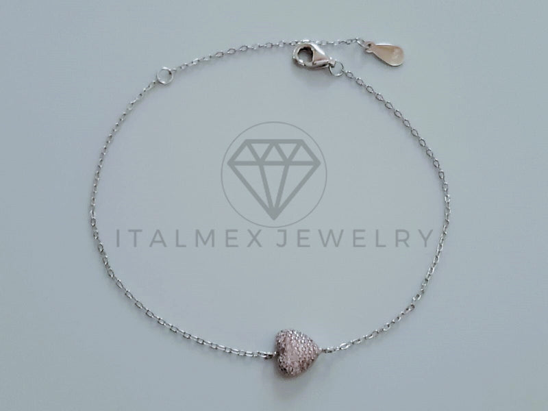 Pulsera de Lujo - 104768 - Diseño Corazon Circonia Clara Plata Fina .925