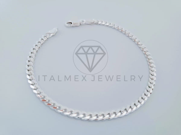 Pulsera de Lujo - 104824 - Diseño Cubana Miami 3mm Plata Fina .925