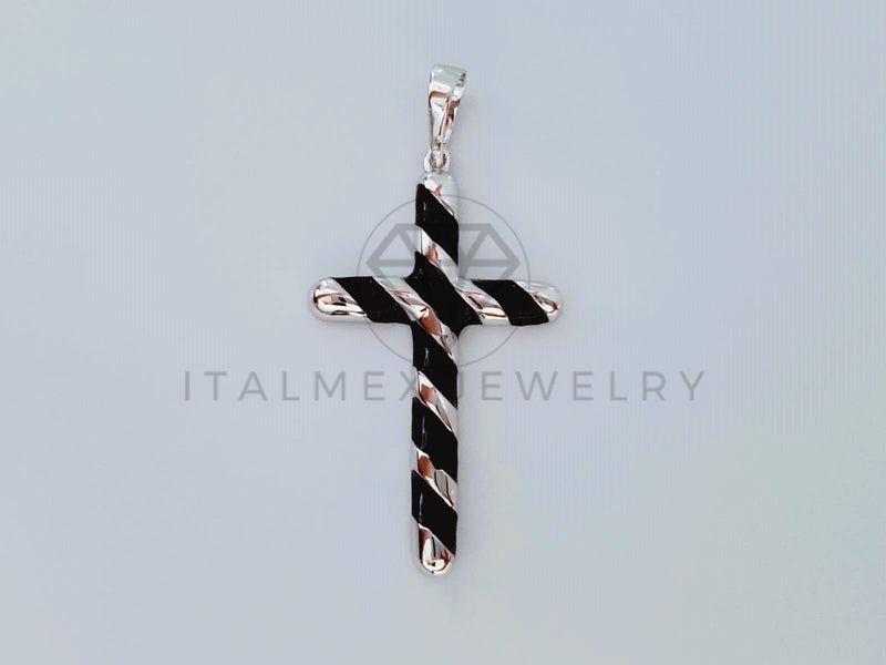 Dije Religioso - 104998 - Dije Cruz Espiral Negro Plata .925