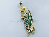 Dije de Lujo - 105694 - Dije San Judas Circonia Verde Grande Oro Laminado 18K