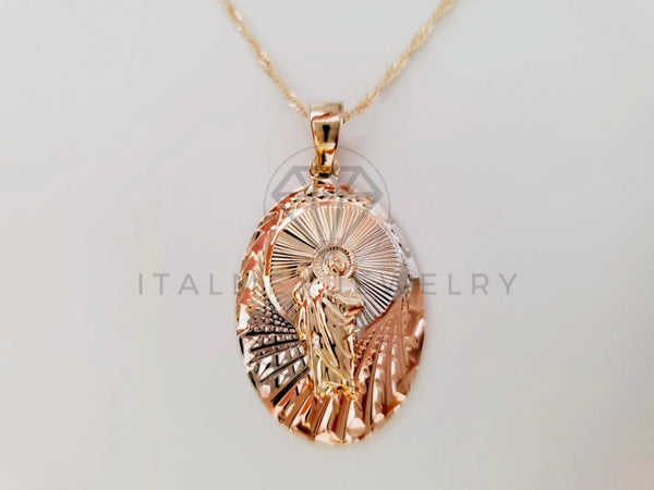 Collar Elegante - 104911 - Collar Medalla San Judas Florentina Oro Laminado 18K