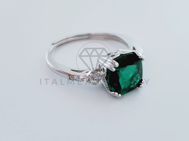 Anillo de Dama - 104738 - Anillo Circonia Cuadrada Verde 8mm Plata .925