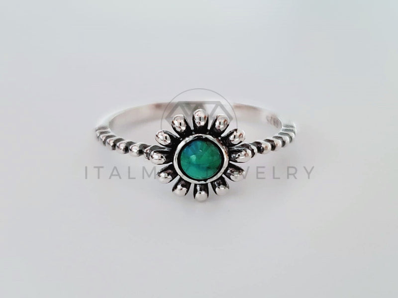 Anillo de Dama - 105131 - Anillo Flor Turquesa - Plata .925