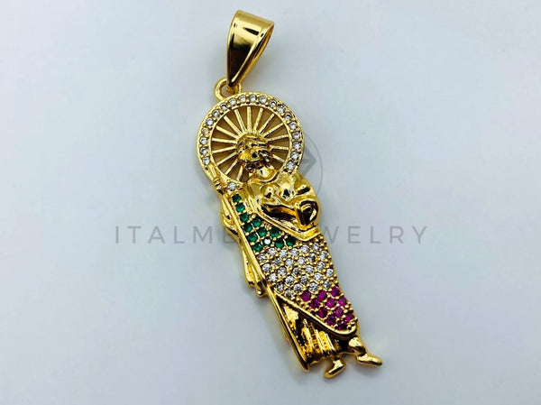 Dije de Lujo - 105703 - Dije San Judas Circonia Tricolor Chico Oro Laminado 18K