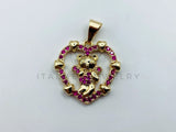 Dije de Lujo - 105732 - Dije Corazon Oso Circonia Rosa Oro Laminado 18K