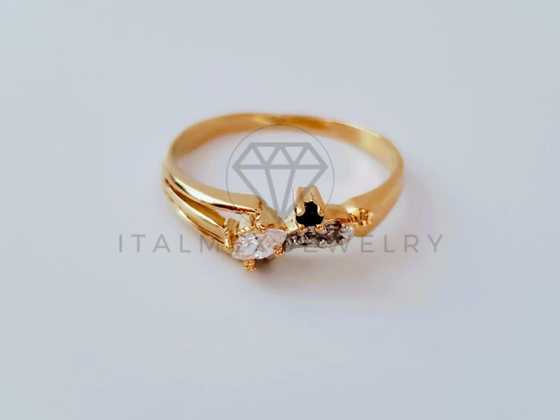 Anillo de Lujo - 104928 - Diseño Chispitas Circonia Negra Oro Laminado 18K